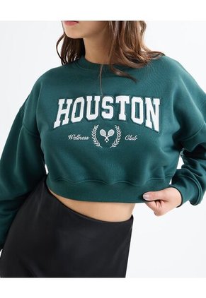 Buzo Crop Houston  Para Mujer Verde Seven Seven