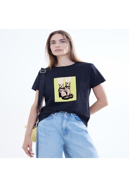 Camiseta Para Mujer Manga Corta Color Negro Marca Seven Seven #28095709