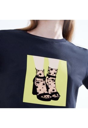 Camiseta Para Mujer Manga Corta Color Negro Marca Seven Seven #28095709