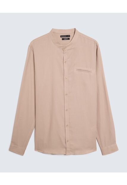 Camisa Para Hombre Manga Larga  Color Beige Marca Seven Seven #45012023