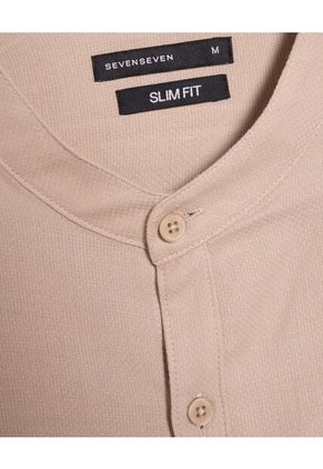 Camisa Para Hombre Manga Larga  Color Beige Marca Seven Seven #45012023