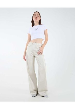 Jeans Wide Leg Tono Claro  Para Mujer Crudo Seven Seven