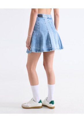 Falda Corta Tableada Para Mujer Azul Seven Seven