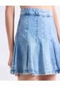 Falda Corta Tableada  Para Mujer Azul Seven Seven de Seven Seven