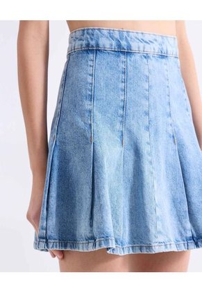 Falda Corta Tableada Para Mujer Azul Seven Seven