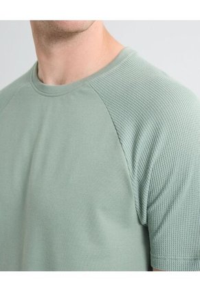 Camiseta Manga Corta Texturizada  Para Hombre Verde Seven Seven