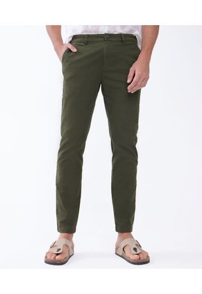 Pantalón Tipo Chino Con Bolsillos  Para Hombre Verde Seven Seven