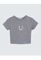 Camiseta Estampado Metalizado Con Taches  Para Mujer Gris Seven Seven de Seven Seven