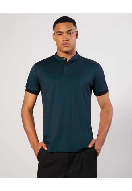 Polo Cuello Mao Sin Bolsillo Hombre Seven Algodón Azul 45110798-52100