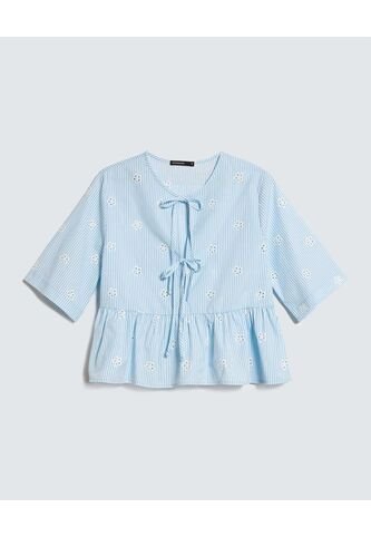 Blusa Con Lace Up  Para Mujer Azul Seven Seven Seven Seven