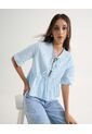 Blusa Con Lace Up  Para Mujer Azul Seven Seven de Seven Seven