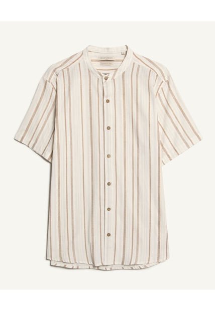 Camisa Para Hombre Manga Corta  Color Camel Marca Seven Seven #45011983