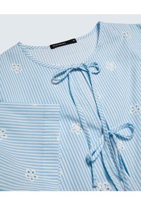 Blusa Con Lace Up  Para Mujer Azul Seven Seven