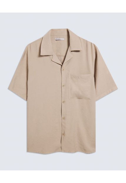 Camisa Para Hombre Manga Corta  Color Beige Marca Seven Seven #45012011