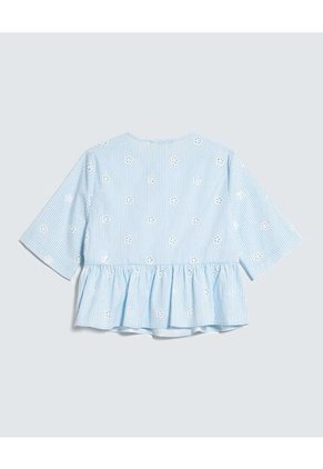 Blusa Con Lace Up  Para Mujer Azul Seven Seven