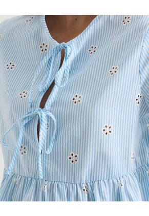Blusa Con Lace Up  Para Mujer Azul Seven Seven