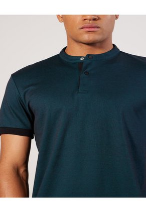 Polo Cuello Mao Sin Bolsillo Hombre Seven Algodón Azul 45110798-52100