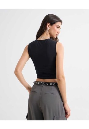 Camiseta Efecto Drapeado  Para Mujer Negro Seven Seven