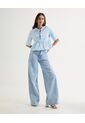Blusa Con Lace Up  Para Mujer Azul Seven Seven de Seven Seven
