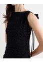 Vestido Maxi Con Pedrería  Para Mujer Negro Seven Seven de Seven Seven