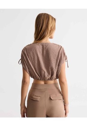 Blusa Crop Fruncida  Para Mujer Arena Seven Seven