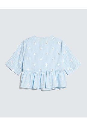 Blusa Con Lace Up  Para Mujer Azul Seven Seven