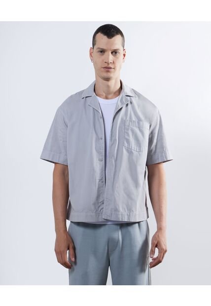 Camisa Boxy Con Bordado  Para Hombre Gris Seven Seven