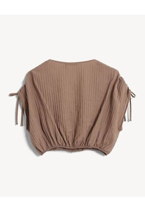 Blusa Crop Fruncida  Para Mujer Arena Seven Seven