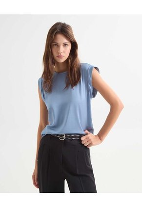 Blusa Satinada  Para Mujer Azul Seven Seven