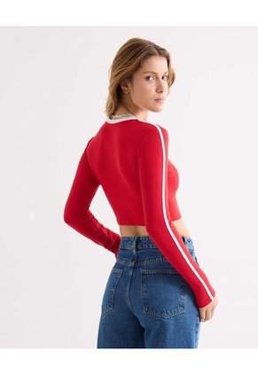 Camiseta Para Mujer Manga Larga Cuello Redondo Color Rojo Marca Seven Seven #28096395