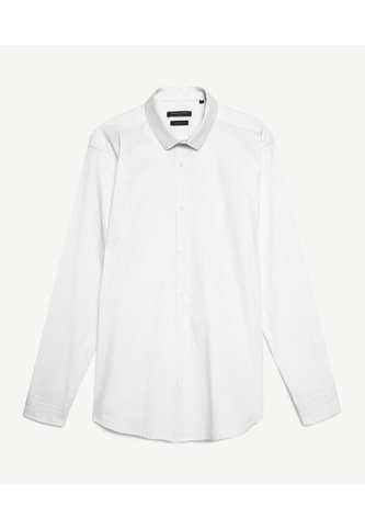 Camisa Manga Gales Y Textura De Espina   Para Hombre Blanco Seven Seven Seven Seven