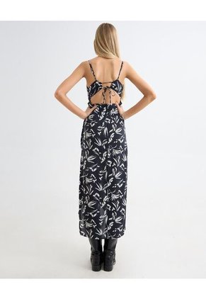 Vestido Maxi Estampado  Para Mujer Negro Seven Seven