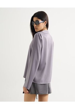 Blusa Satinada  Para Mujer Gris Seven Seven