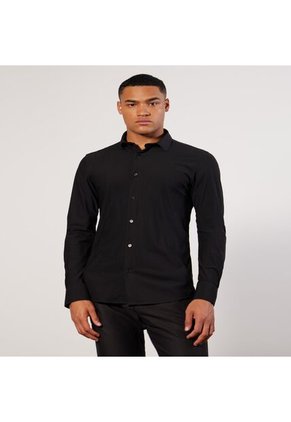 Camisa Para Hombre Manga Larga Cuello Casual M Color Negro Marca Seven Seven #45011952