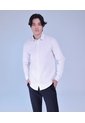Camisa Manga Gales Y Textura De Espina   Para Hombre Blanco Seven Seven de Seven Seven