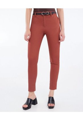 Pantalón Chino Con Cinturón  Para Mujer Terracota Seven Seven
