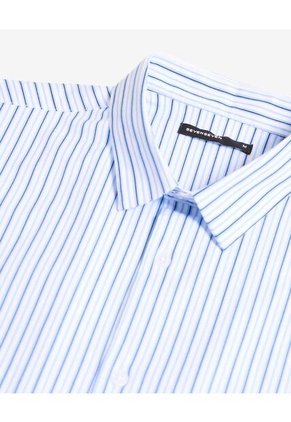 Camisa Cuello Gales  Para Hombre Azul Seven Seven