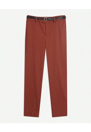 Pantalón Chino Con Cinturón  Para Mujer Terracota Seven Seven