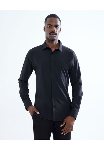 Camisa Para Hombre Manga Corta Cuello Casual M Color Negro Marca Seven Seven #45012017