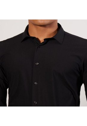 Camisa Para Hombre Manga Larga Cuello Casual M Color Negro Marca Seven Seven #45011952