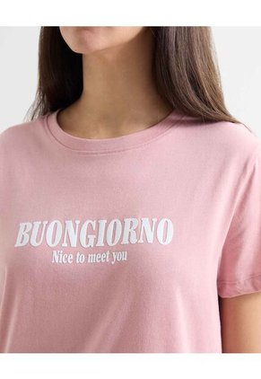 Camiseta Para Mujer Manga Corta Cuello Redondo Color Rosa Marca Seven Seven #28096067