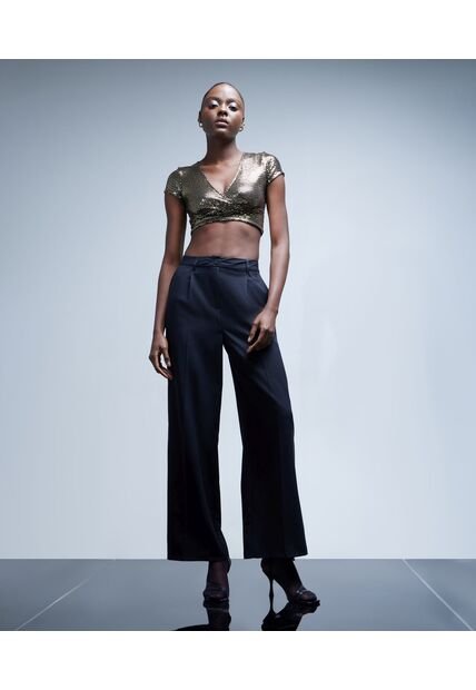 Crop Top Para Mujer Manga Corta Color Amarillo  Marca Seven Seven #28095611