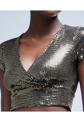 Crop Top Para Mujer Manga Corta Color Amarillo Marca Seven Seven #28095611