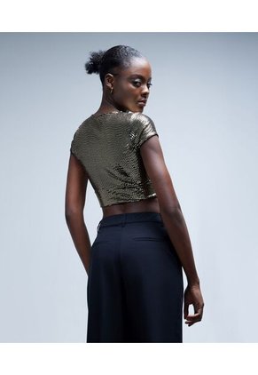 Crop Top Para Mujer Manga Corta Color Amarillo Marca Seven Seven #28095611