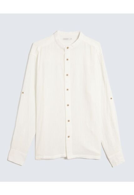 Camisa Para Hombre Manga Larga Sin Bolsillo Cuello Neru Color Marfil Marca Seven Seven #45012138