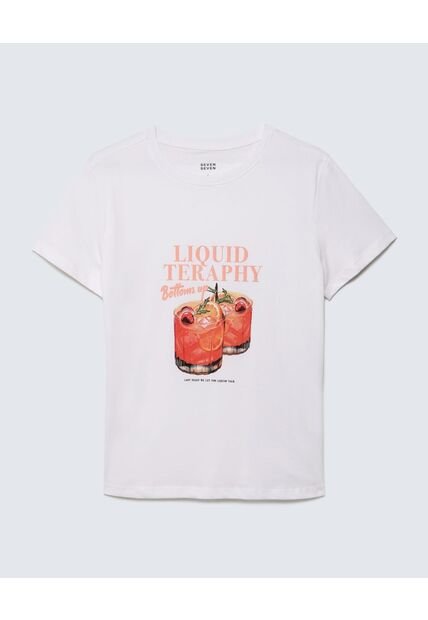 Camiseta Para Mujer Manga Corta Color Crudo Marca Seven Seven #28096070