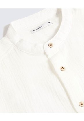 Camisa Para Hombre Manga Larga Sin Bolsillo Cuello Neru Color Marfil Marca Seven Seven #45012138