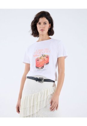 Camiseta Para Mujer Manga Corta Color Crudo Marca Seven Seven #28096070