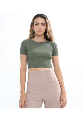 Camiseta Para Mujer Manga Corta Color Verde  Marca Seven Seven #28095882