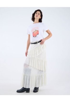 Camiseta Para Mujer Manga Corta Color Crudo Marca Seven Seven #28096070